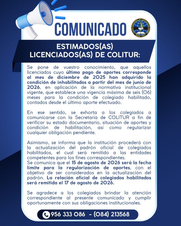 COMUNICADO APORTES 21 JULIO 2026